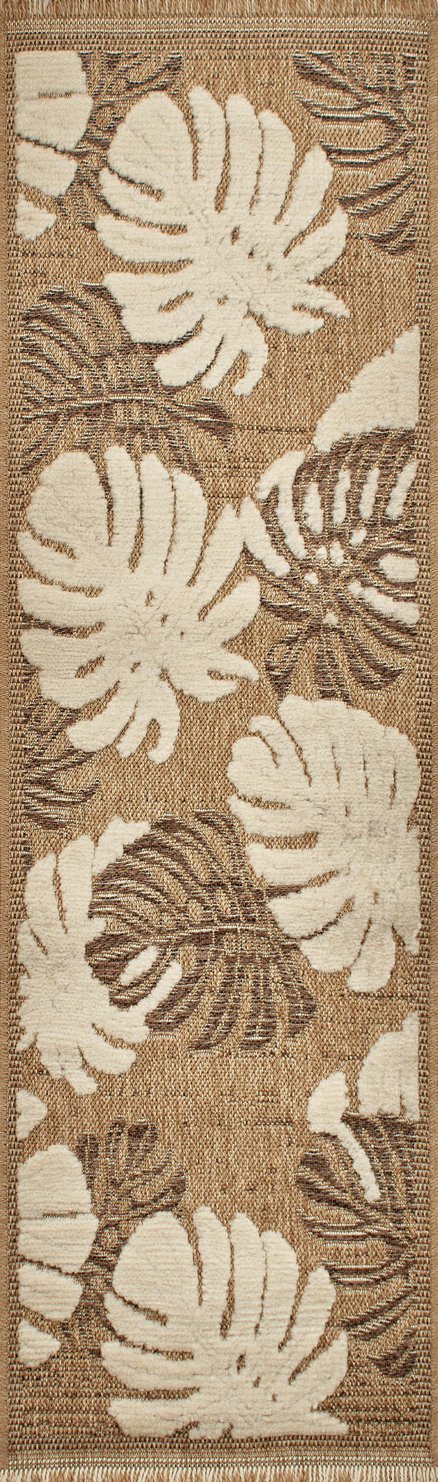 TULUM - Tapis intérieur et extérieur aspect jute feuille marron - 60x180