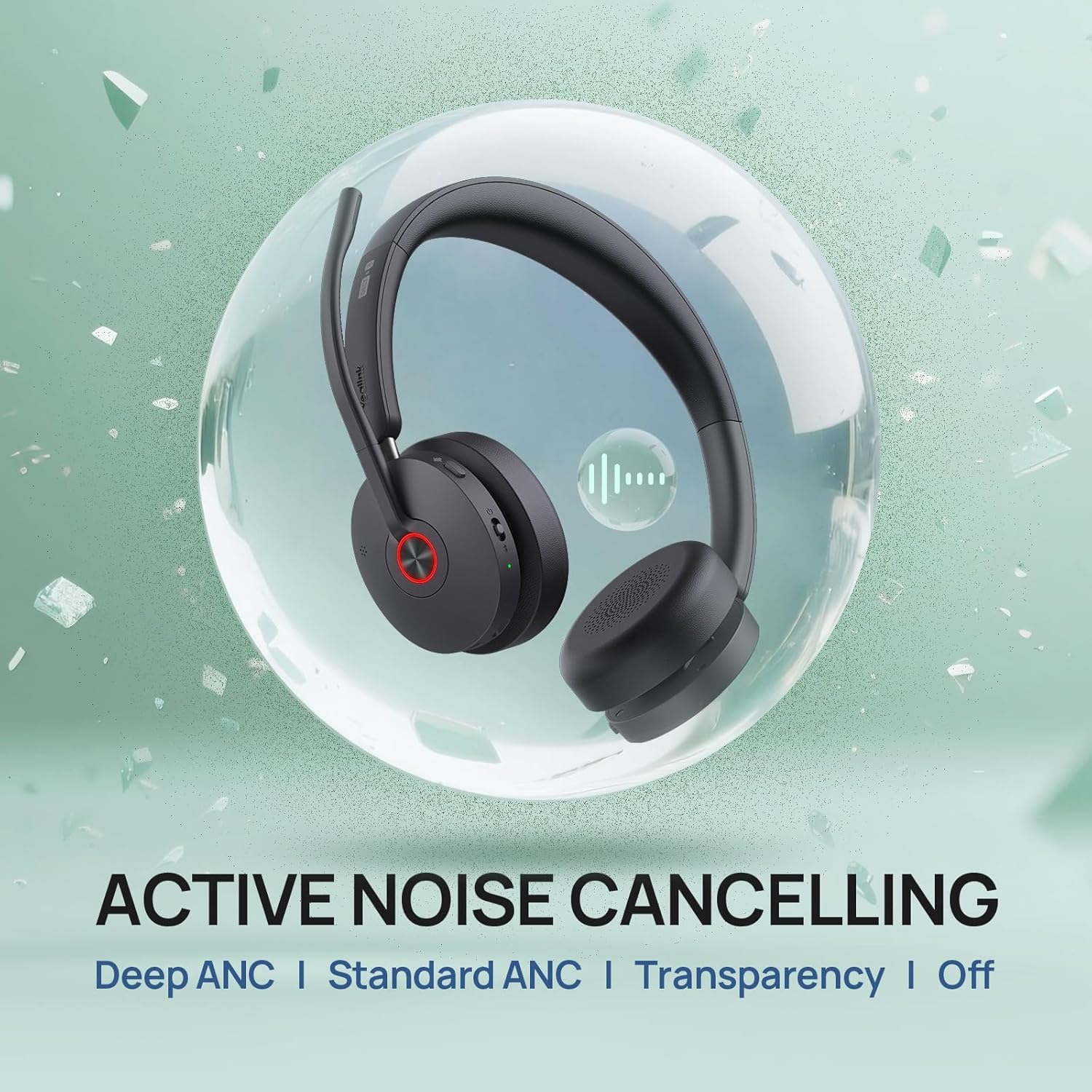 Yealink WH68 Hybrid with Charging Stand ANC Headsets, 492ft Rang DECT&Bluetooth Wireless Headset, Stereo Active Noise Cancellation (Teams,Zoom,UC) Headphones with 6X Mic,32H Call, Work for PC,Phone