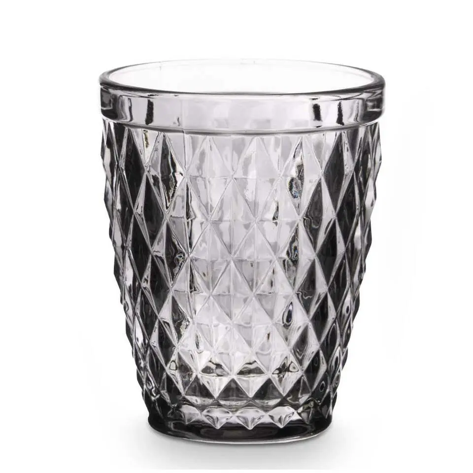 Vivalto Drinkglazen Diamonds - grijs glas - 6x - 250 ml