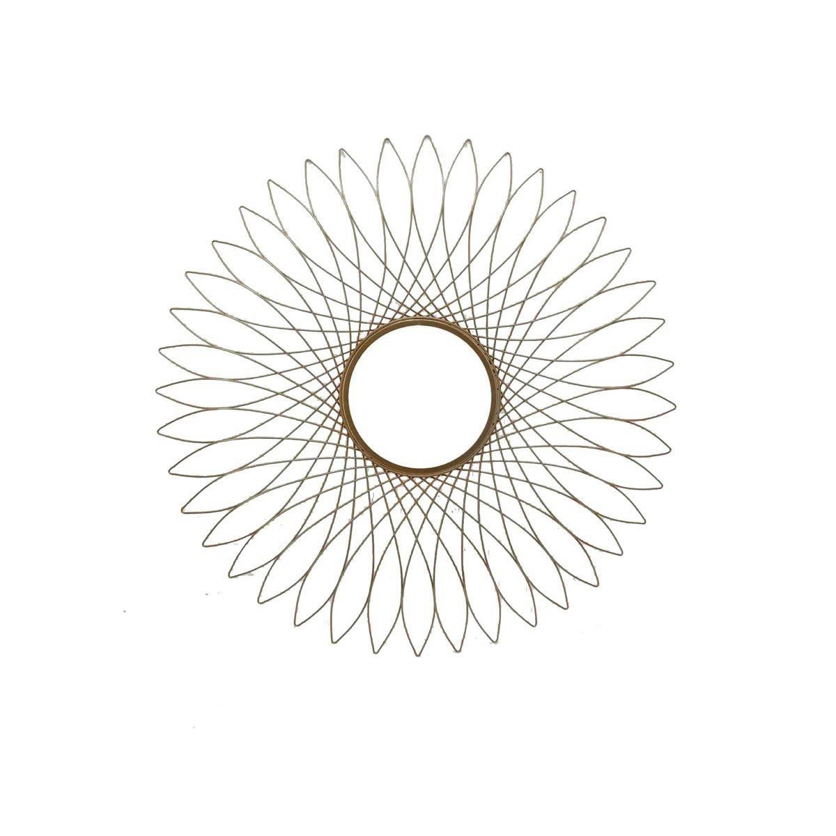 - Miroir soleil fleur métal doré 80x80cm