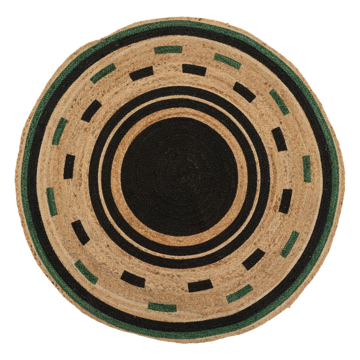 Okrągły dywan Malakite jutowy czarny brązowy 120cm dekoracyjny