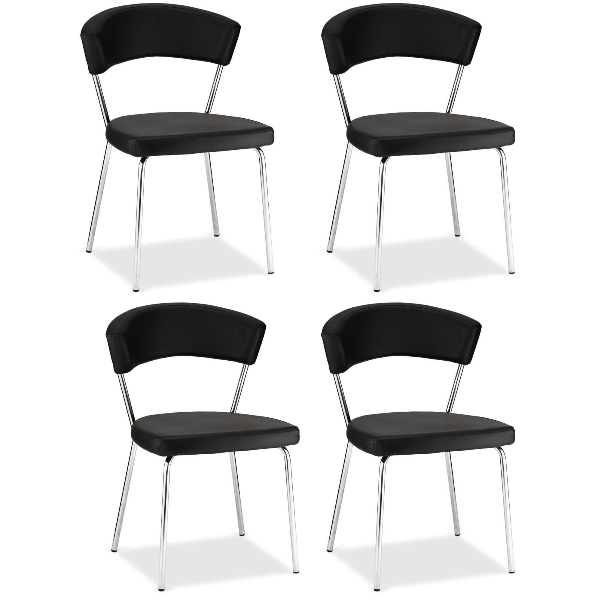PREBEN - Lot de 4 chaises en simili noir