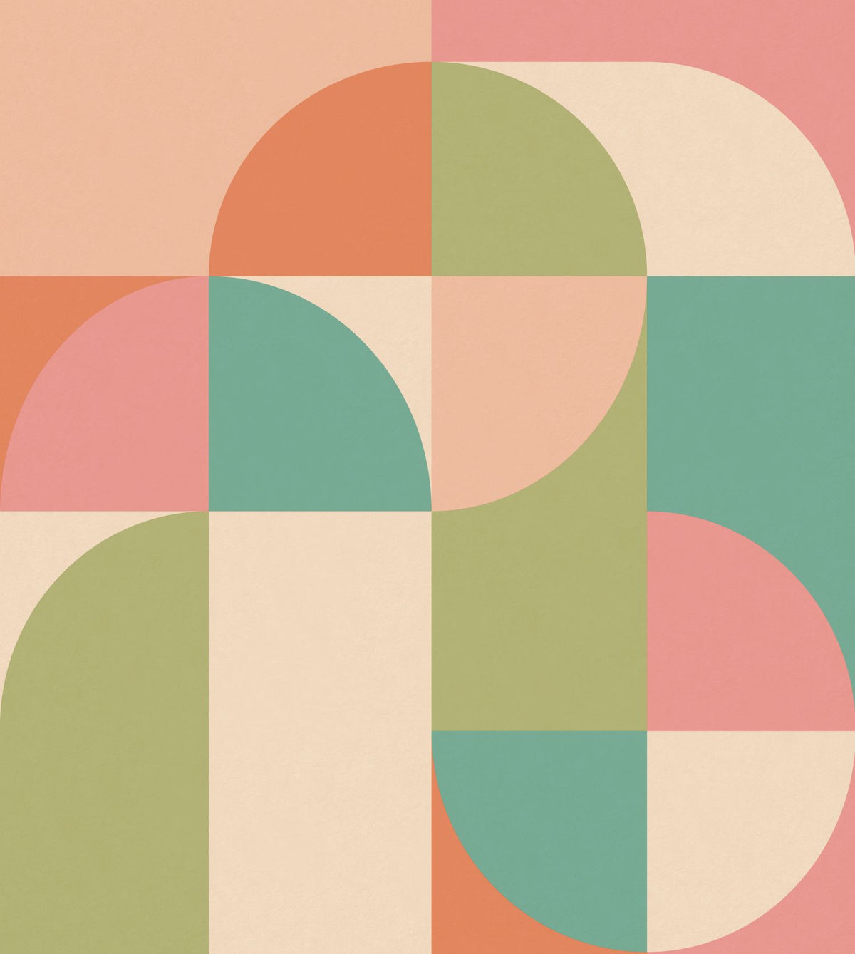 ESTAhome fotobehang cirkels in Bauhaus stijl roze, groen en blauw - 2.5 x 2.79 m - 159638
