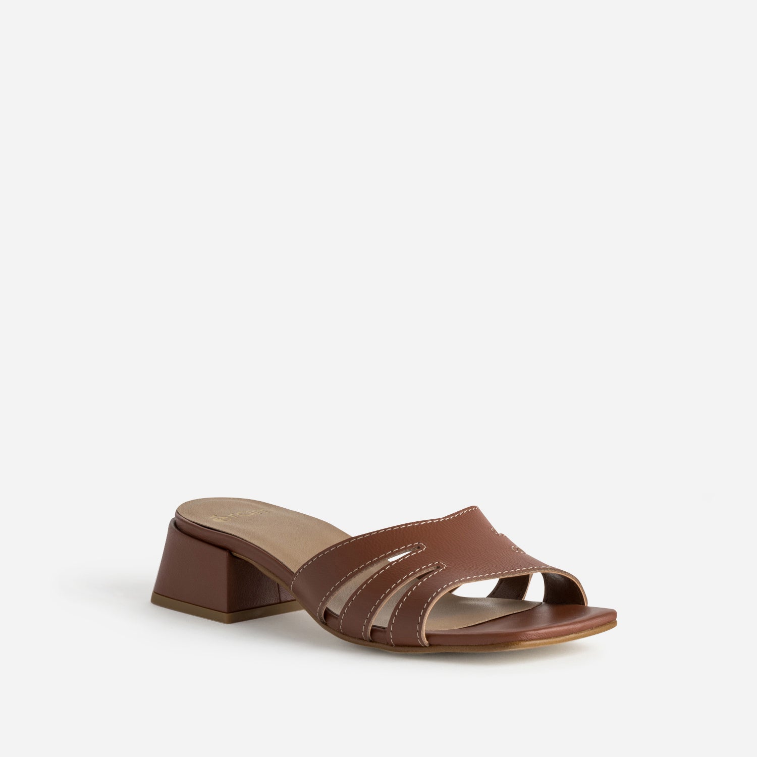 Mule à talon cognac cuir