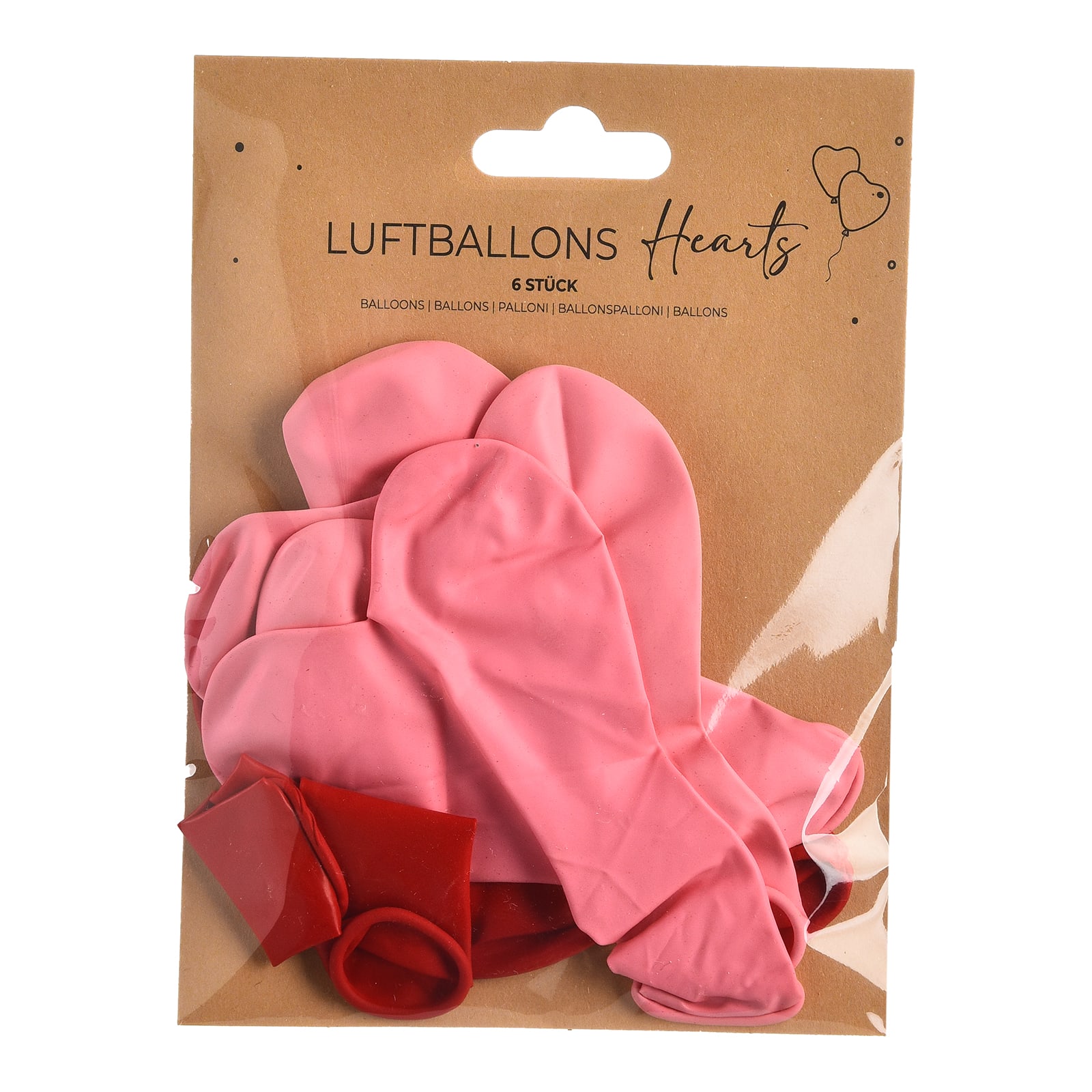 Luftballon-Set Herz Rot, 6 -tlg.