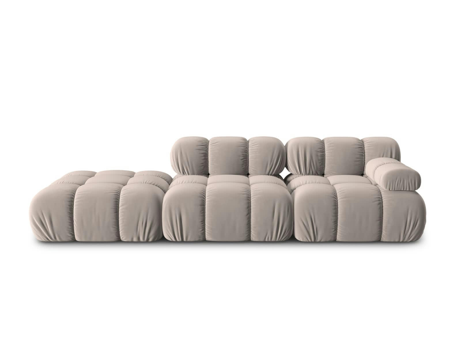 BELLIS - Canapé modulable gauche 4 places en tissu velours beige
