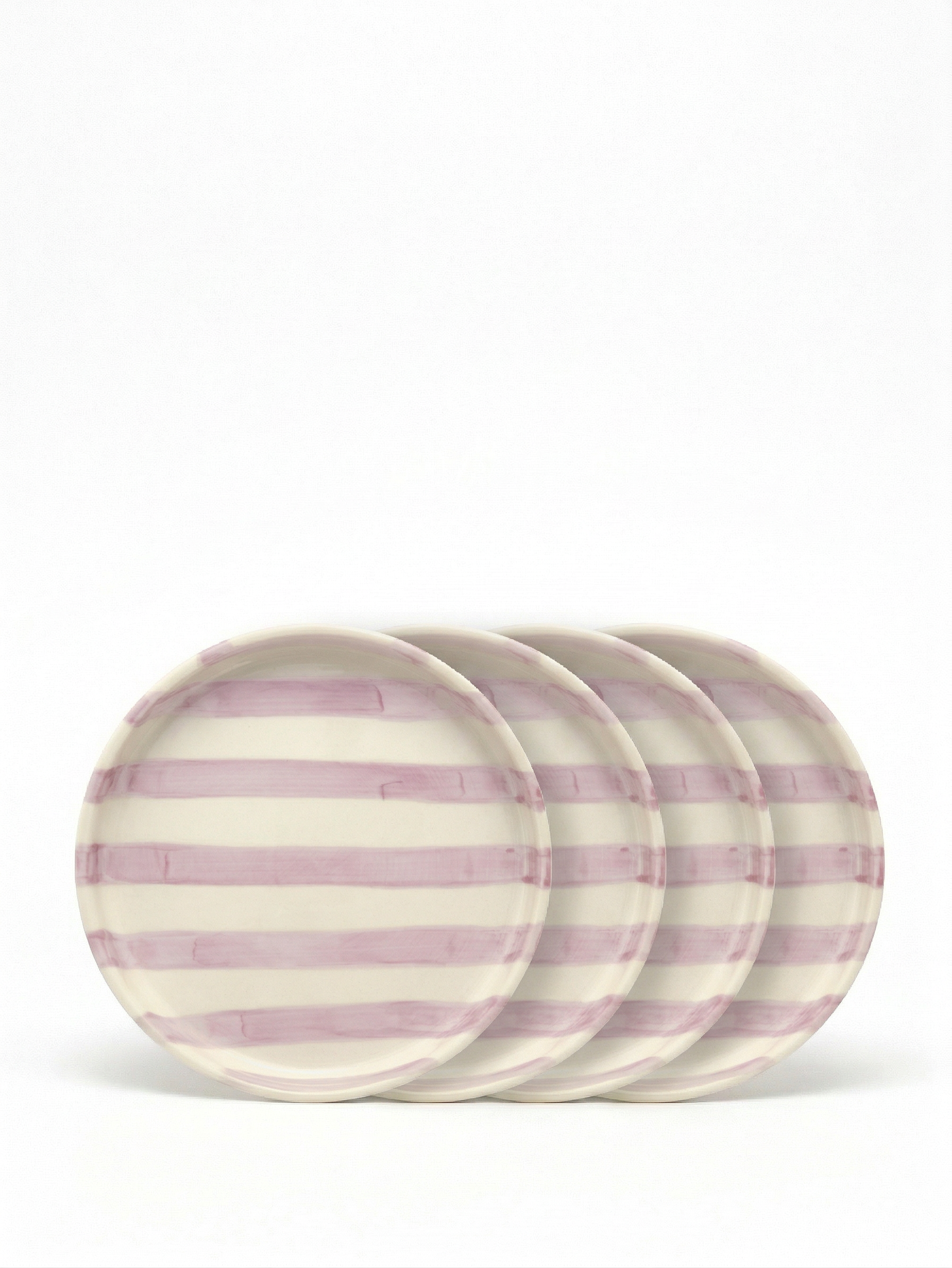 vtwonen - Gebaksbord - Strepen - Lila - Keramiek - 13cm - Set van 4