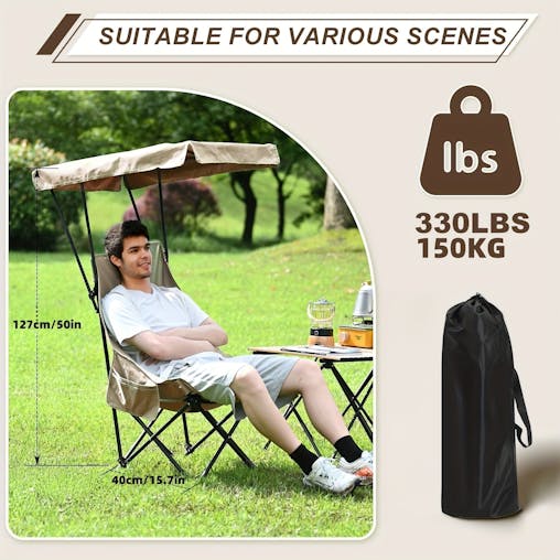 NNETM Foldable Camping Chair with Sunshade