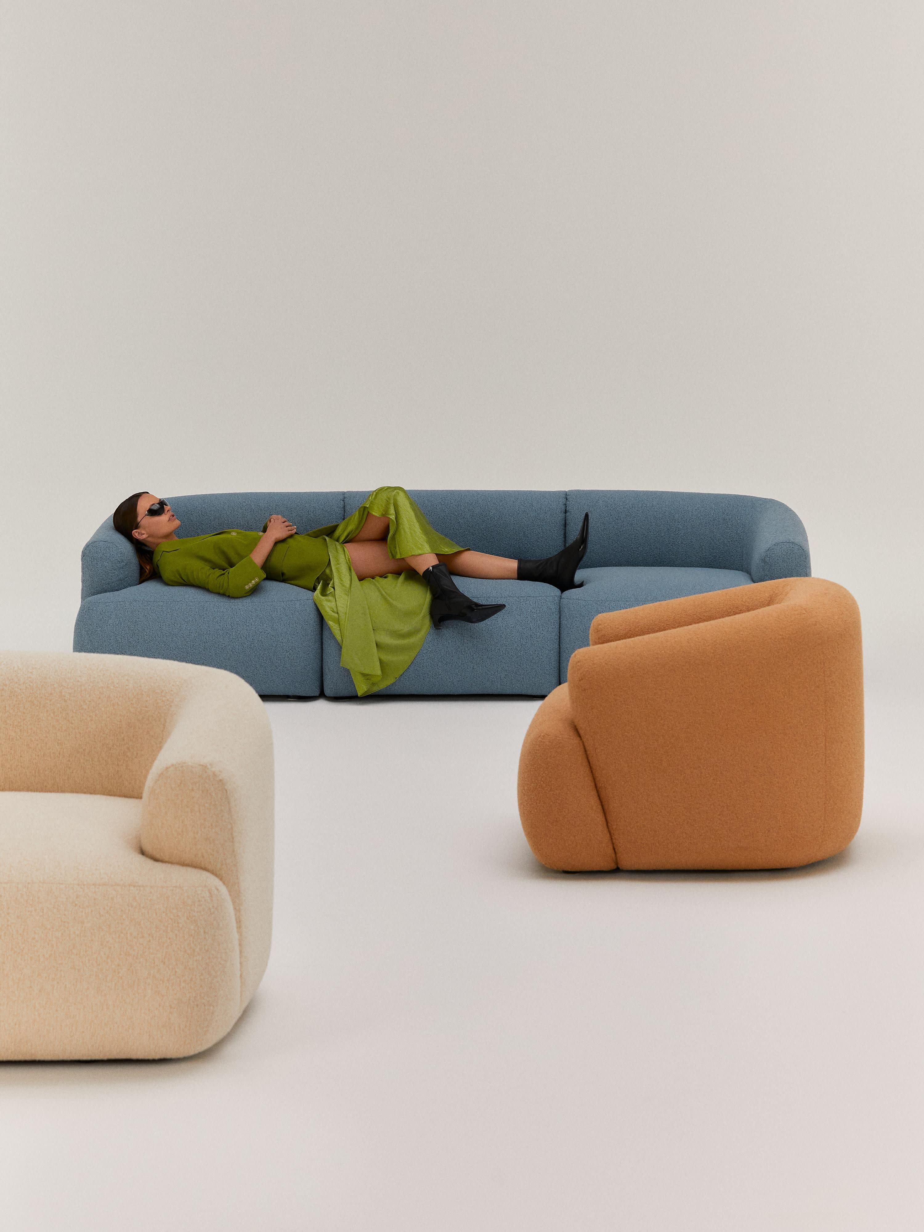 Modulares Bouclé-Sofa Sofia (3-Sitzer)
