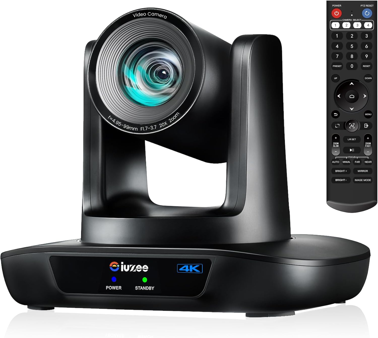 4K UHD PTZ Camera AI-Auto Tracking, 20X Optical Zoom, USB3.0/HDMI/LAN PoE, IP Live Streaming, PTZ Conference Room Camera for Church Services Education Conference Events, Work with YouTube OBS
