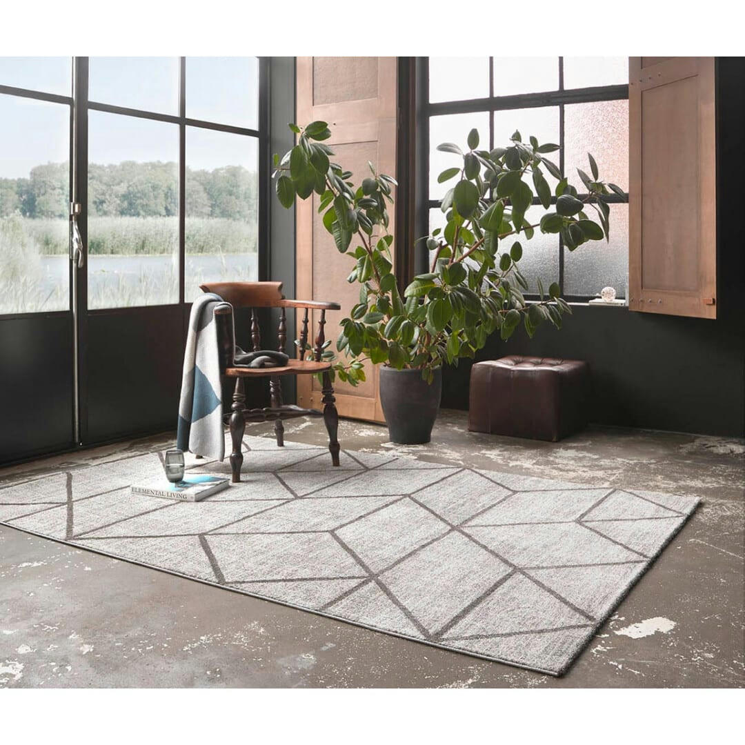 LOUNGE - Tapis géométrique design en polypropylène taupe 80x150