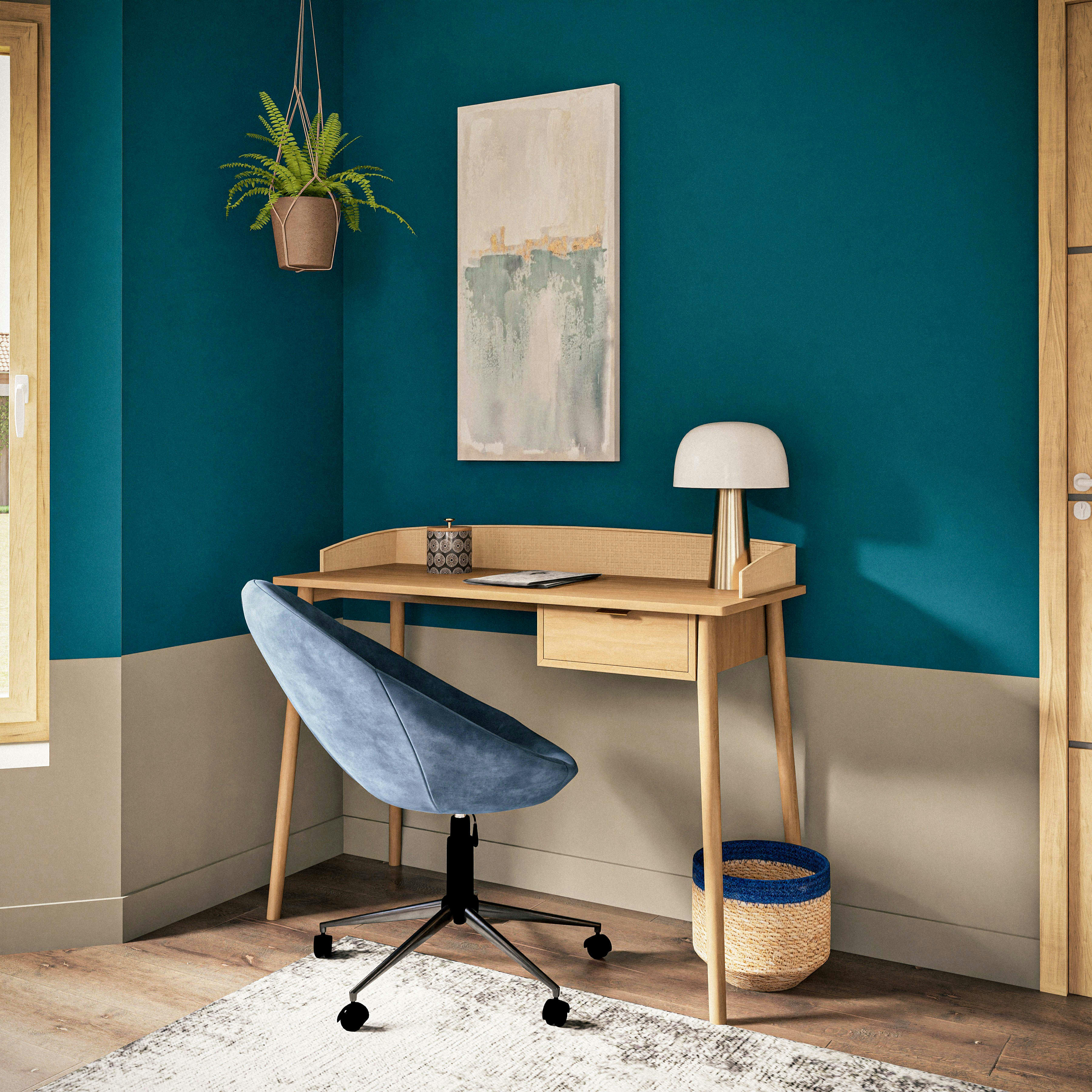 ABSTRACT - Toile grise, bleue et dorée 45x90