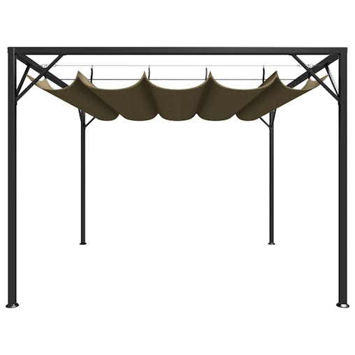 NNEVL Garden Gazebo with Retractable Roof 3x3 m Taupe 180 g/m&sup2;