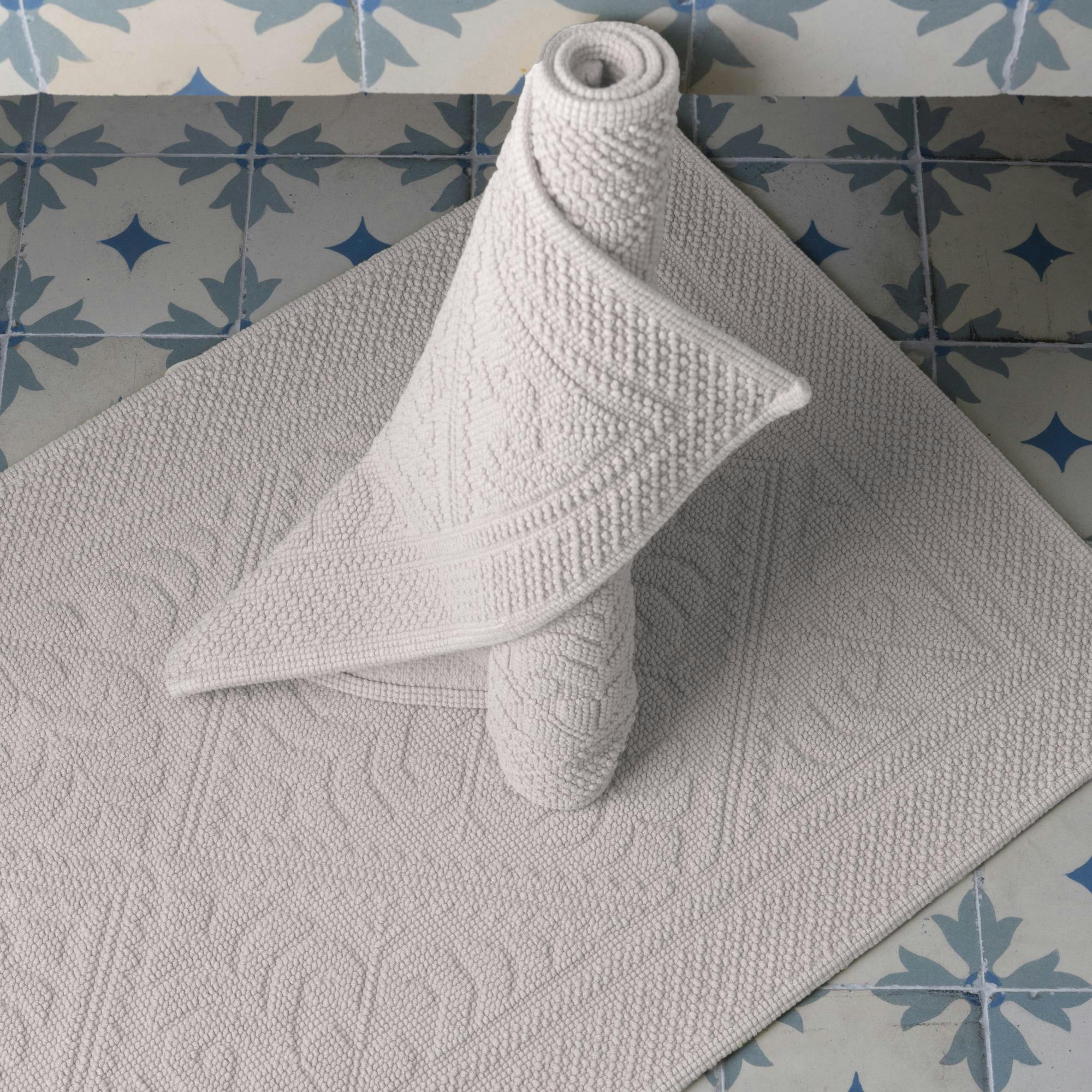 ENZO - Tapis de Bain  en coton neige 54 x 110