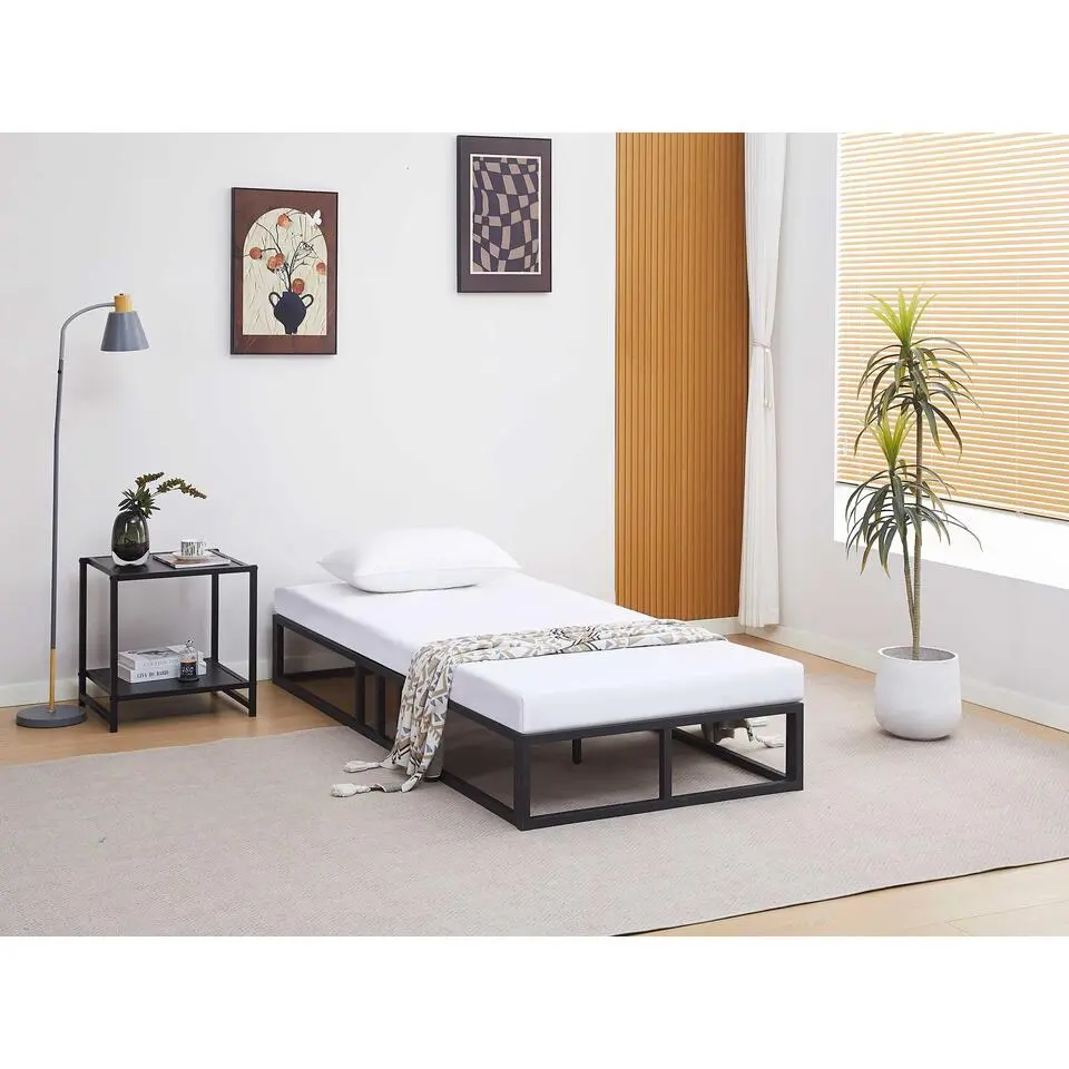 Metalen bedframe Marek - 90x200cm - mat zwart