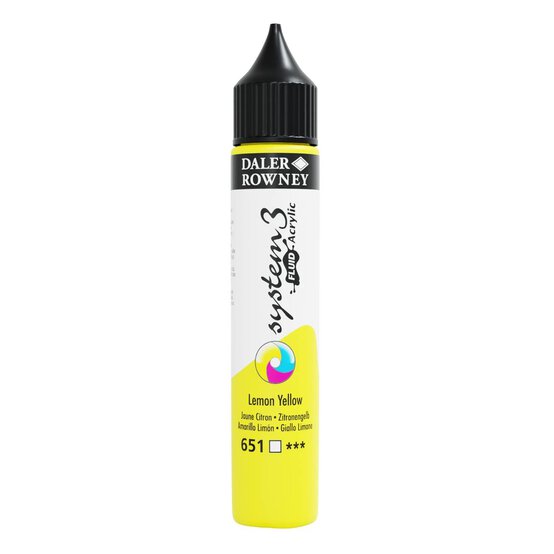 Daler-Rowney System3 Lemon Yellow Fluid Acrylic 29.5ml (651)
