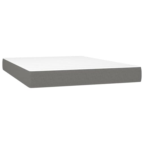 NNEVL Box Spring Bed with Mattress&LED Dark Grey 137x190 cm Double Fabric