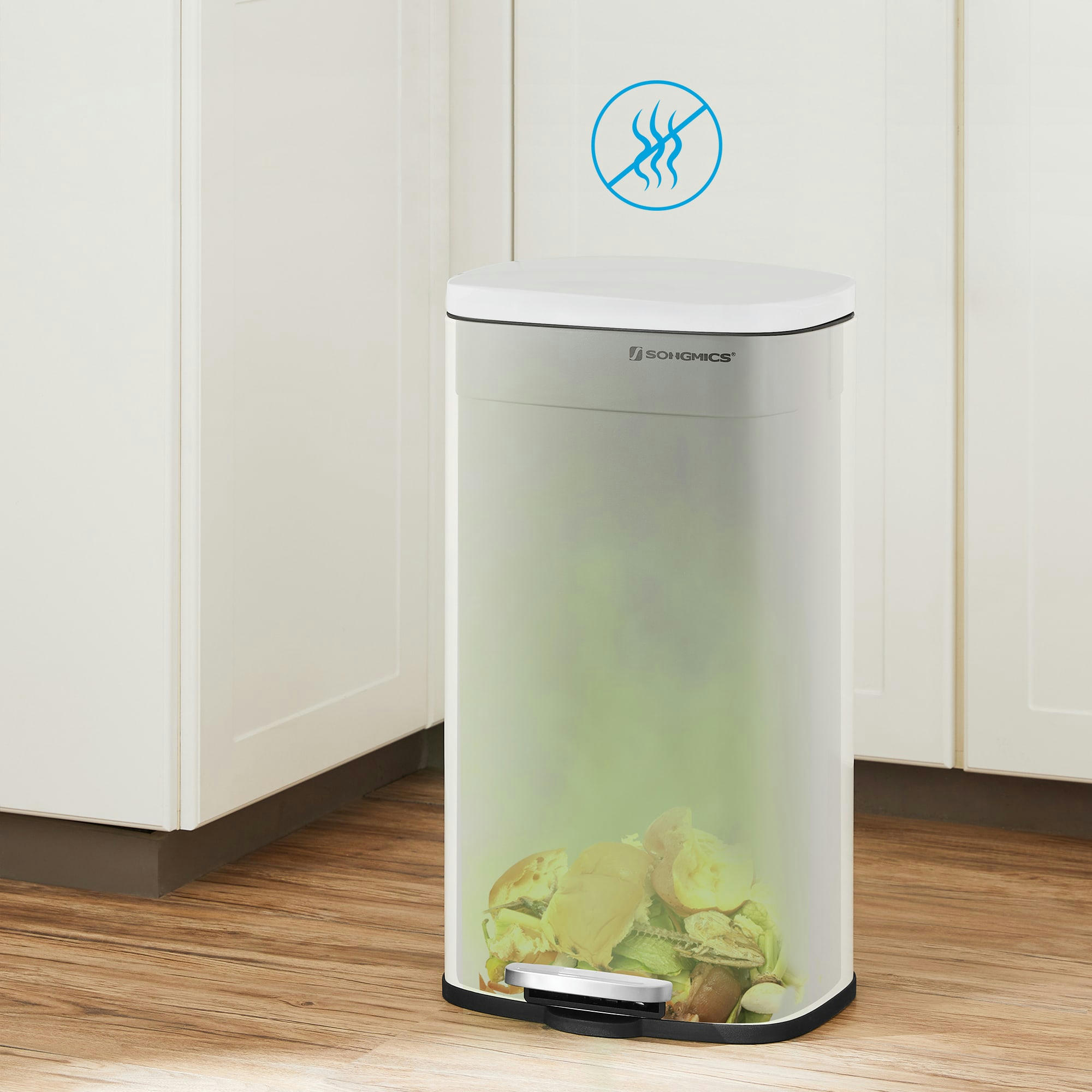 - Poubelle à pédale 50L acier blanc