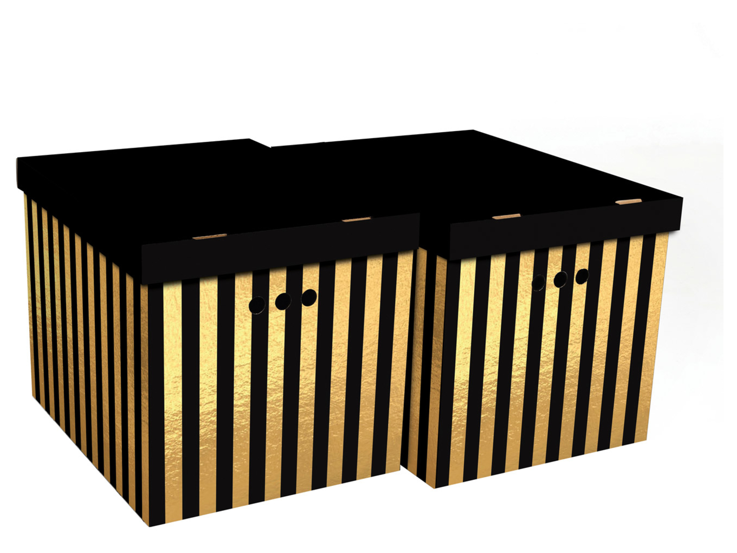 Komplet pudeł kartonowych XL Paski 32x42 cm 2 szt. czarnych