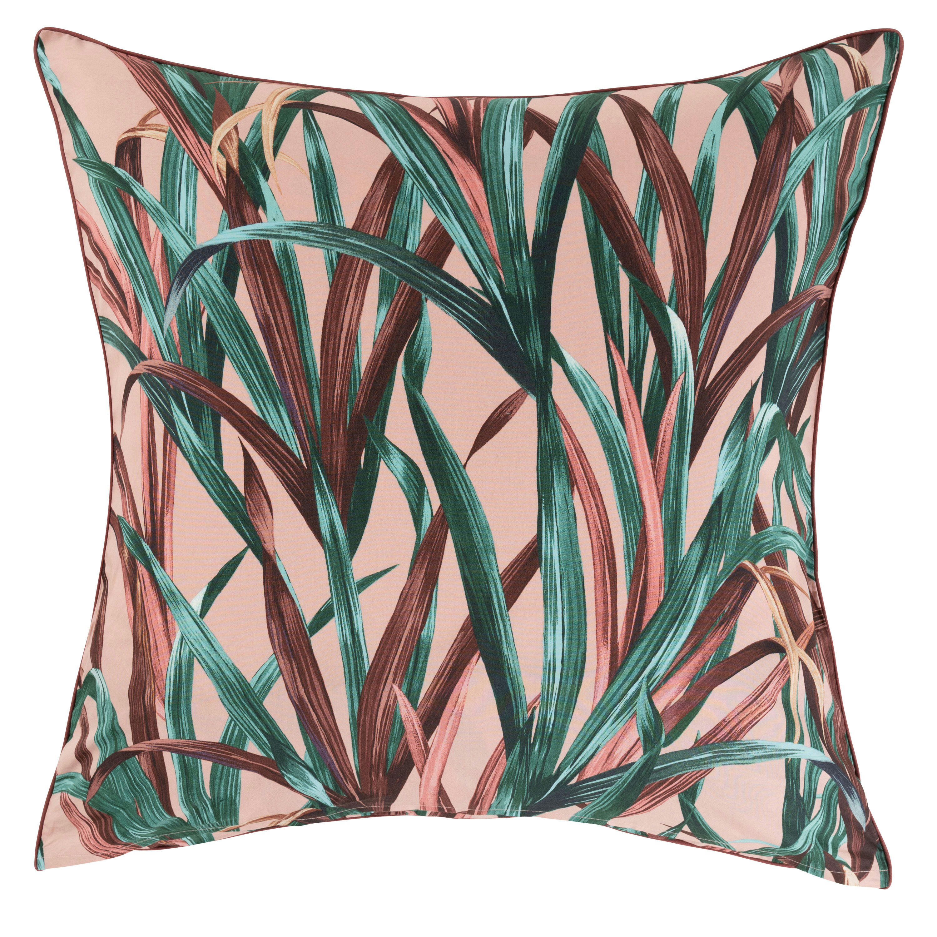 CALATHEA - Taie d'oreiller carrée réversible percale de coton  vert 64x64