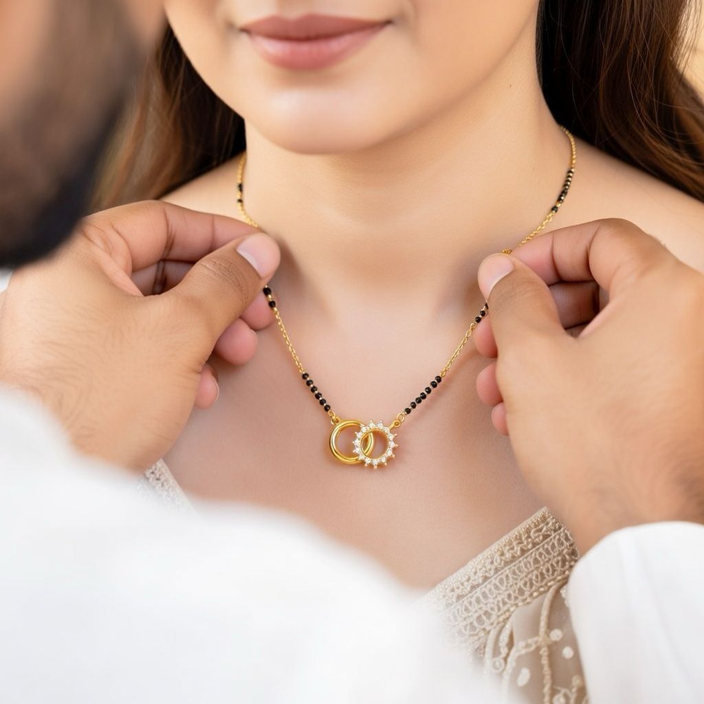 The Colourful Aura Delicate Twin Ring Dokiya Mangalsutra Necklace– Modern Symbolism