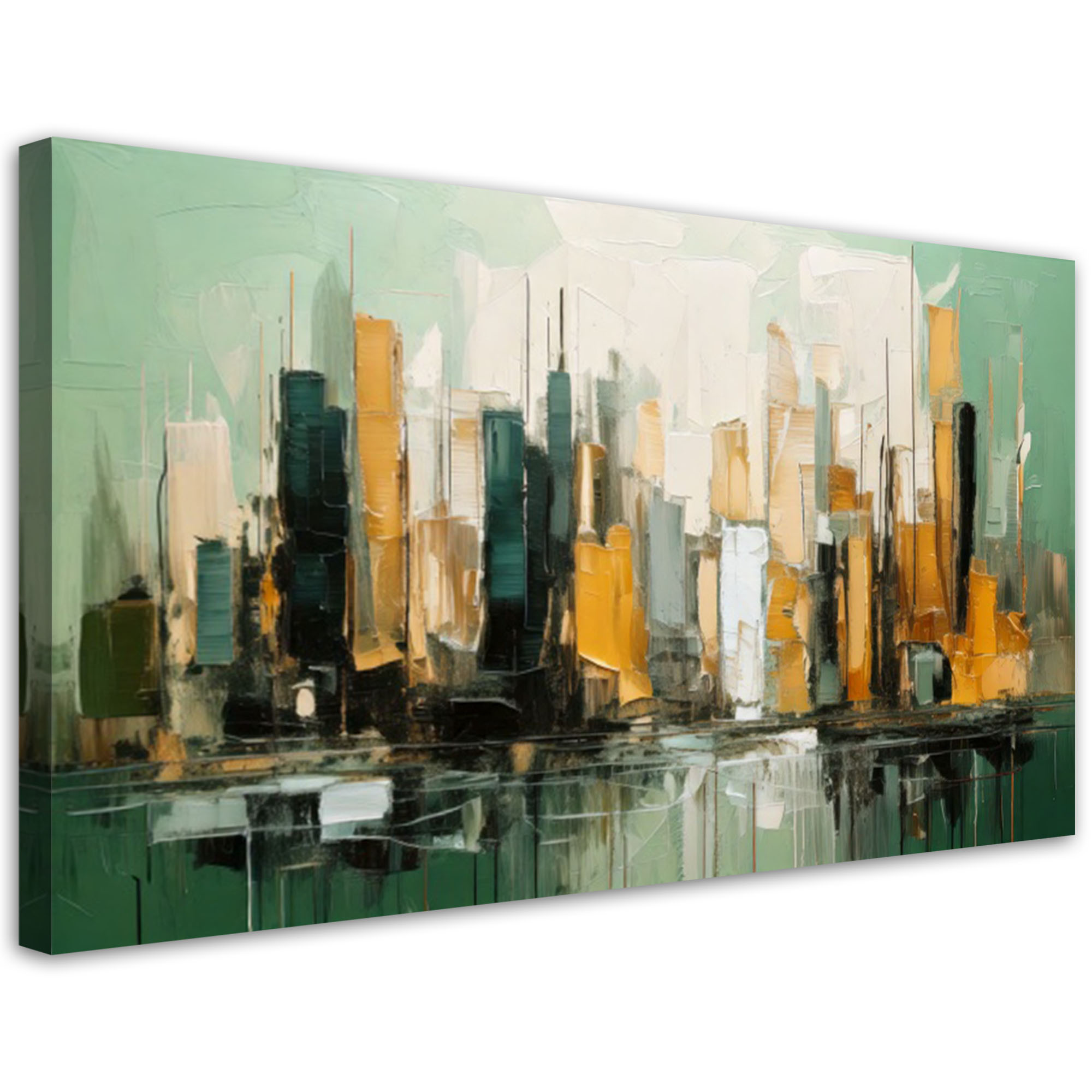 Feeby Obraz do salonu, Miasto Abstrakcja Zielony 80x40