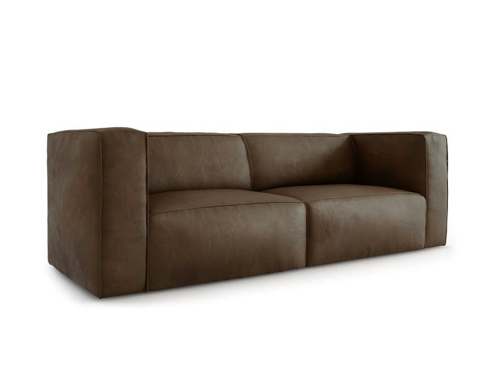 MUSE - Canapé 3 places en cuir marron foncé
