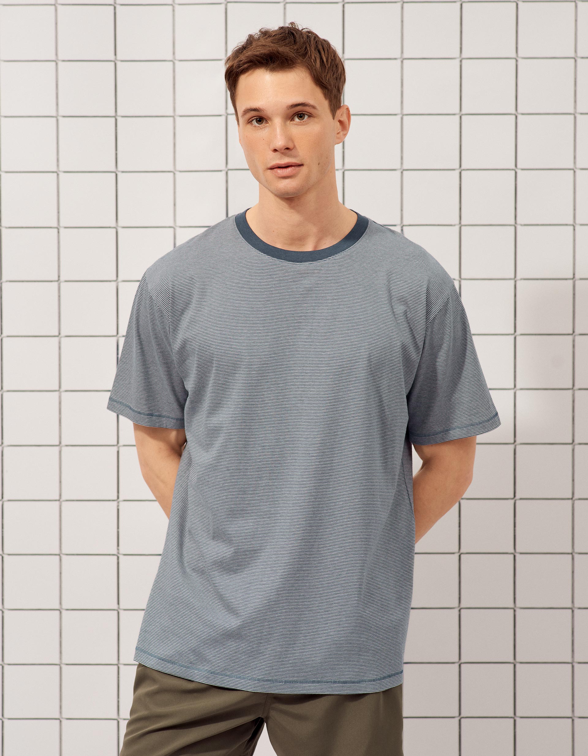 T-shirt Riscas, Homem, Azul Escuro