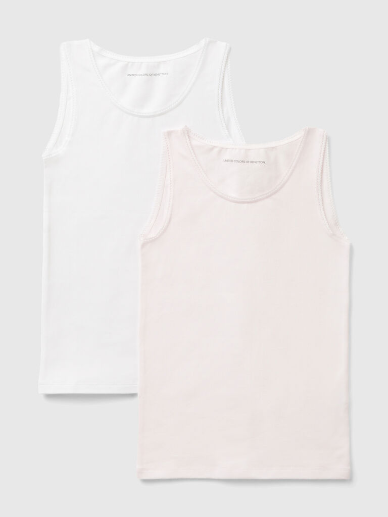 Two tank tops in stretch cotton