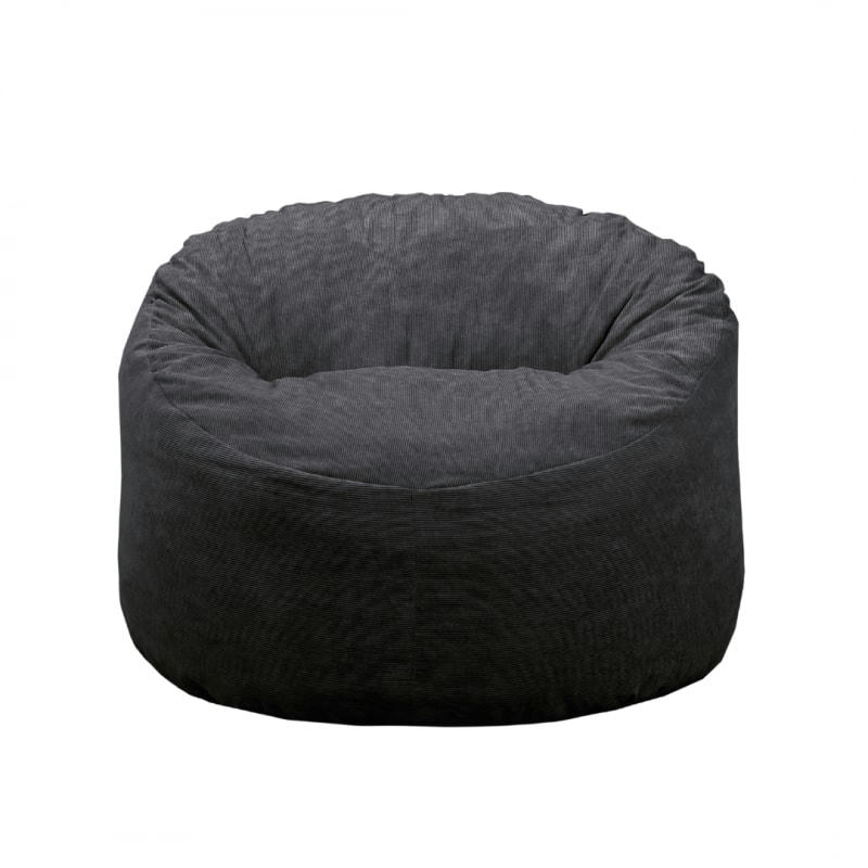 - Pouf  Velours Côtelé Noir 100 cm