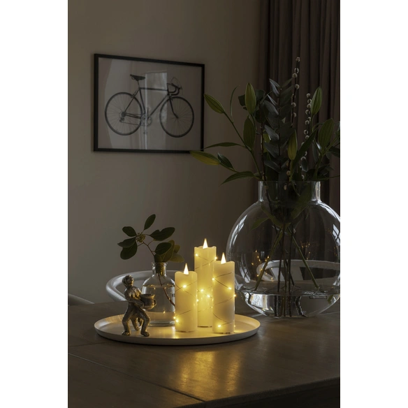 LED-Echtwachskerze, Wachs, Höhe: 17,8 cm