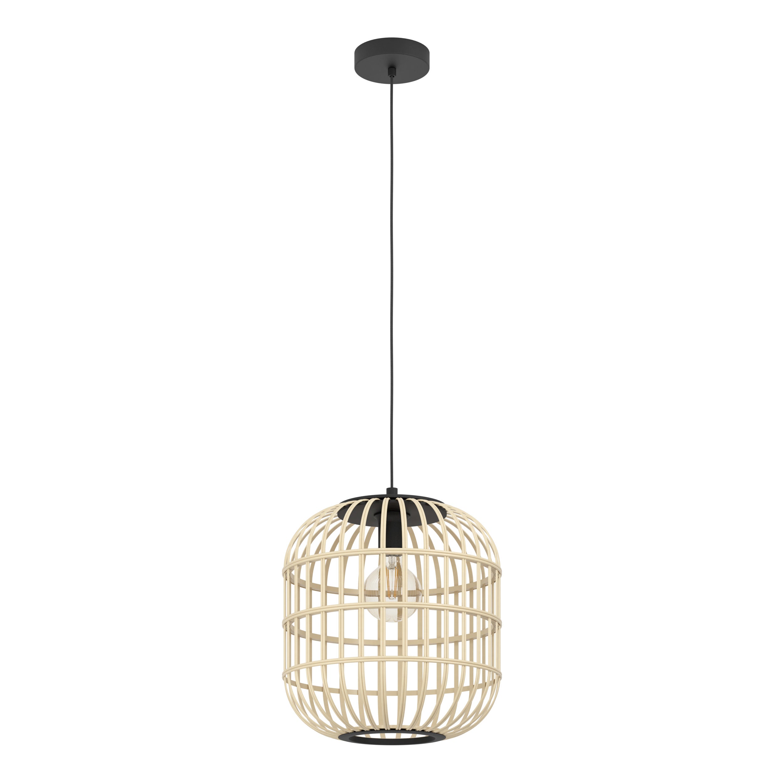 EGLO hanglamp Bordesley - e27 - ø 35 cm - zwart/hout