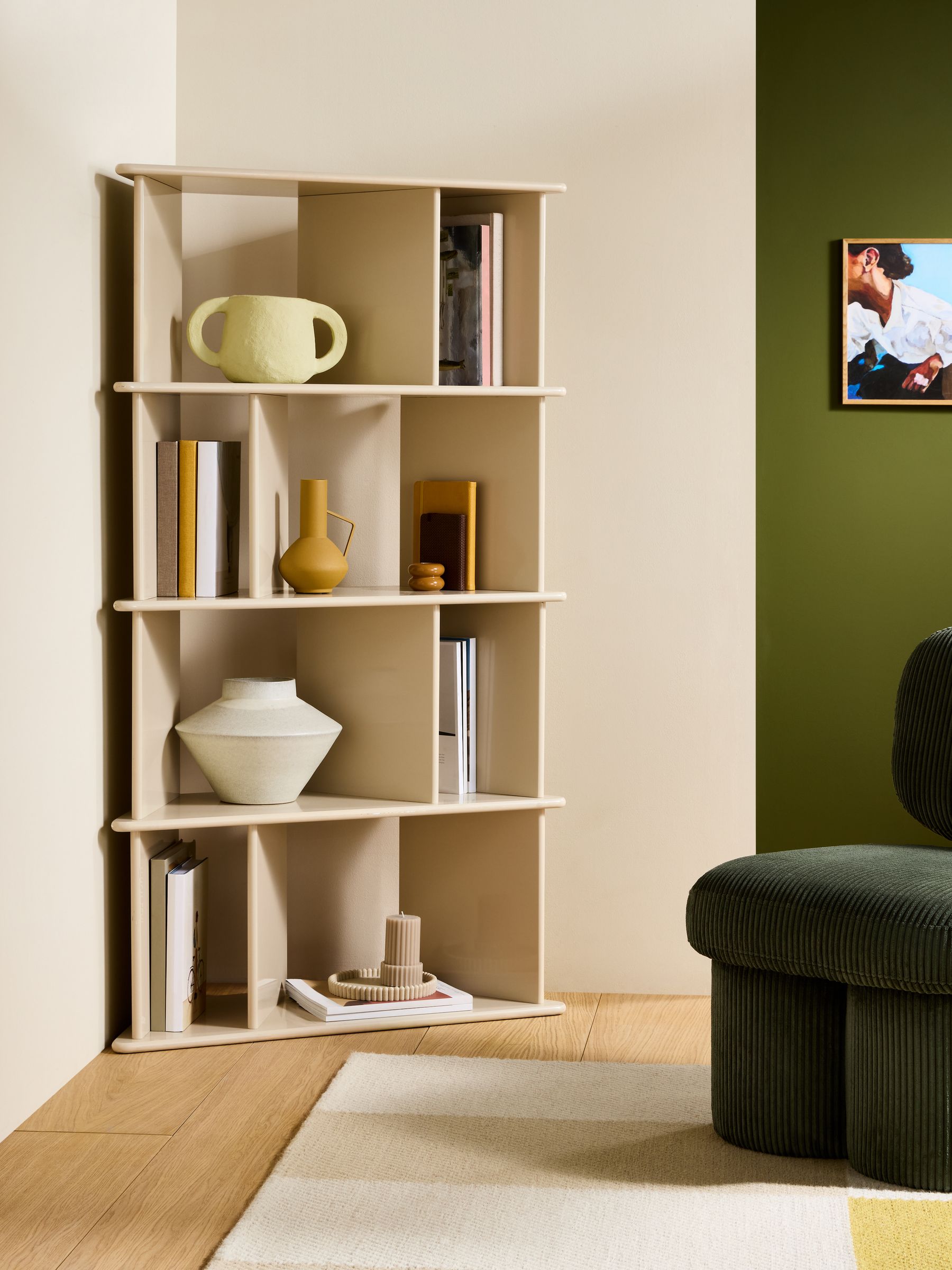 Ingrid Narrow Shelving Unit in Ecru White