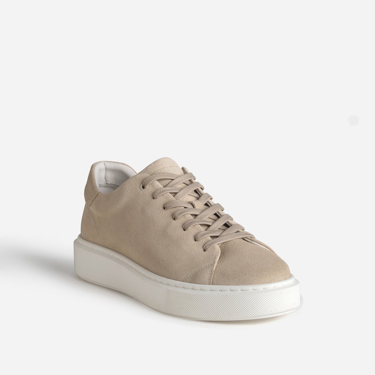 Tennis beige cuir velours semelle épaisse