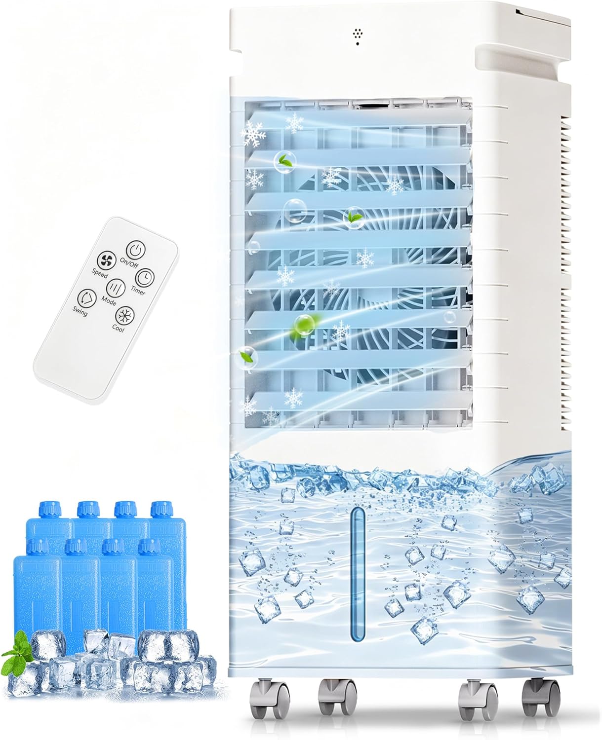 Portable Air Conditioners, Swamp Cooler Portable AC Unit for Room, Windowless Cooling Fan That Blow Cold Air w/Remote 5L Tank 12 Speeds 9H Timer, Evaporative Air Cooler for Bedroom Garage (White)