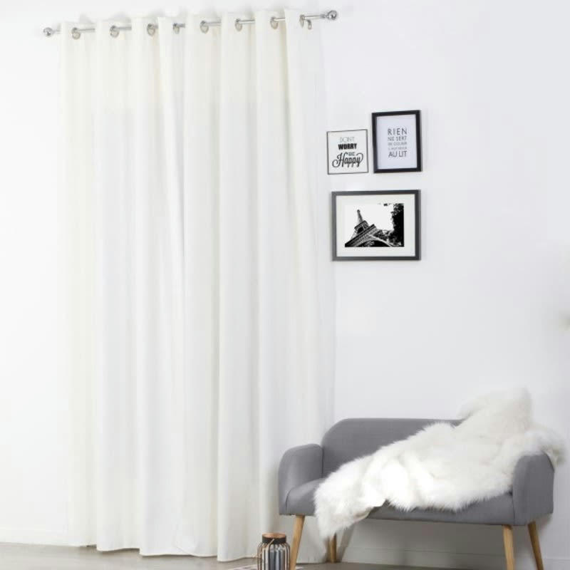 - Rideau occultant et isolant uni blanc polyester 140x240cm