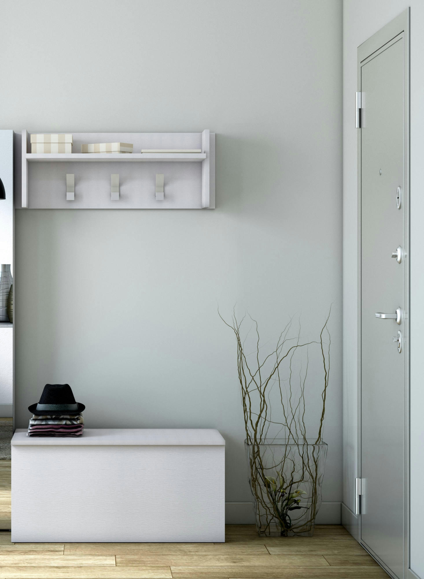 DKORNVI - Meuble d'entrée effet bois blanc