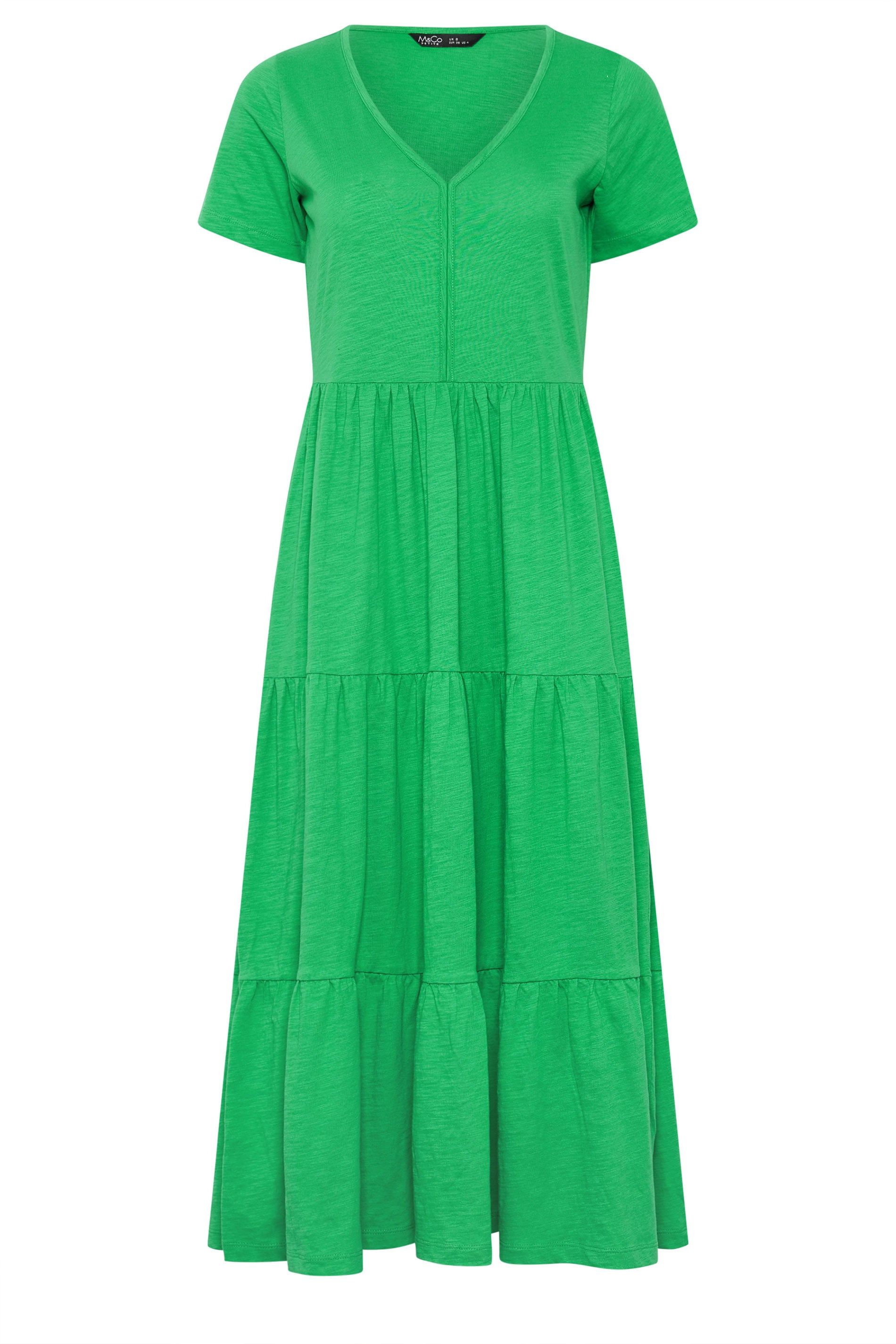 M&Co Petite Notch Neck Tiered Cotton Maxi Dress