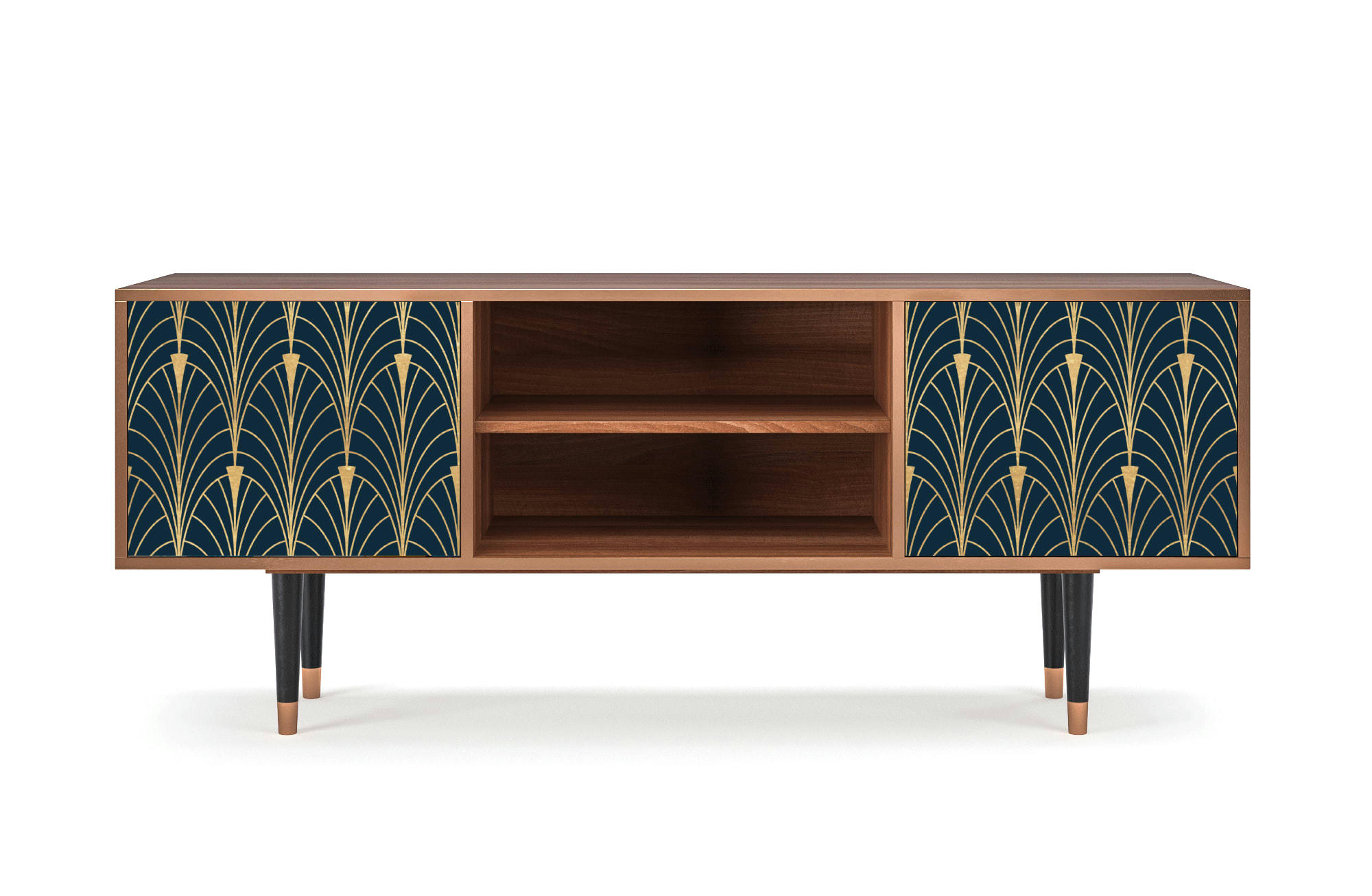 FLOWER OF THE NILE - Meuble TV  bleu et jaune 2 portes L 170 cm