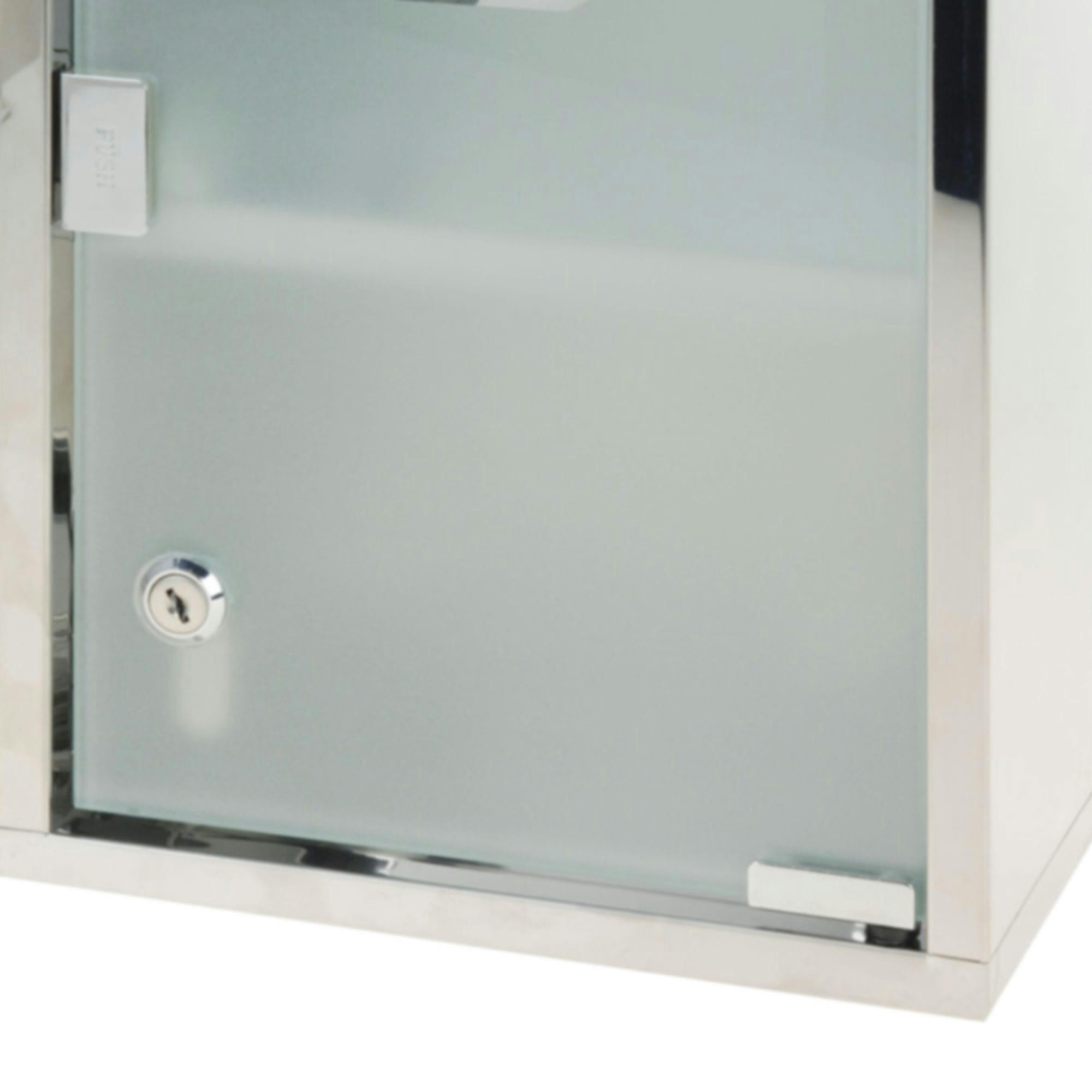 - Étagère pharmacie murale en acier inoxydable et verre - 25x12x48cm