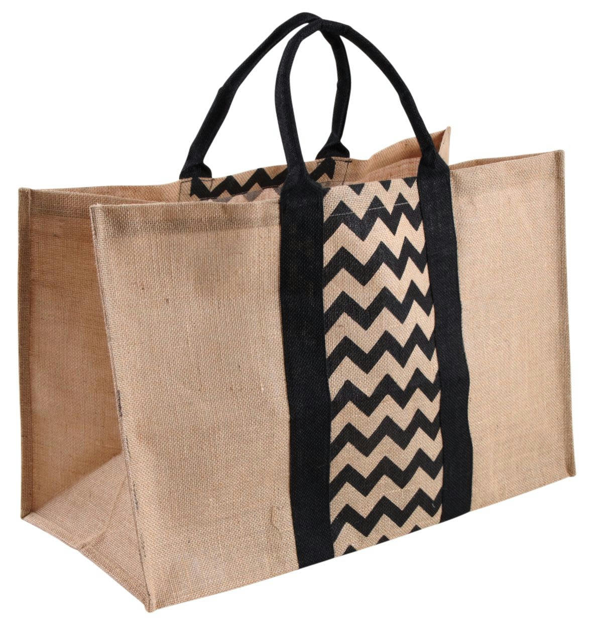 - Sac à bûches en jute chevron noir