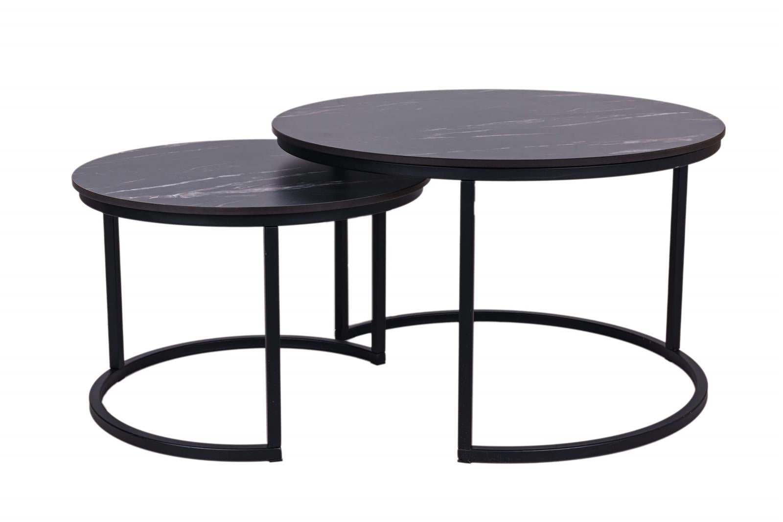 MaximaVida ronde salontafel set Firenze XL 75 en 58 cm - zwart HPL marmer look