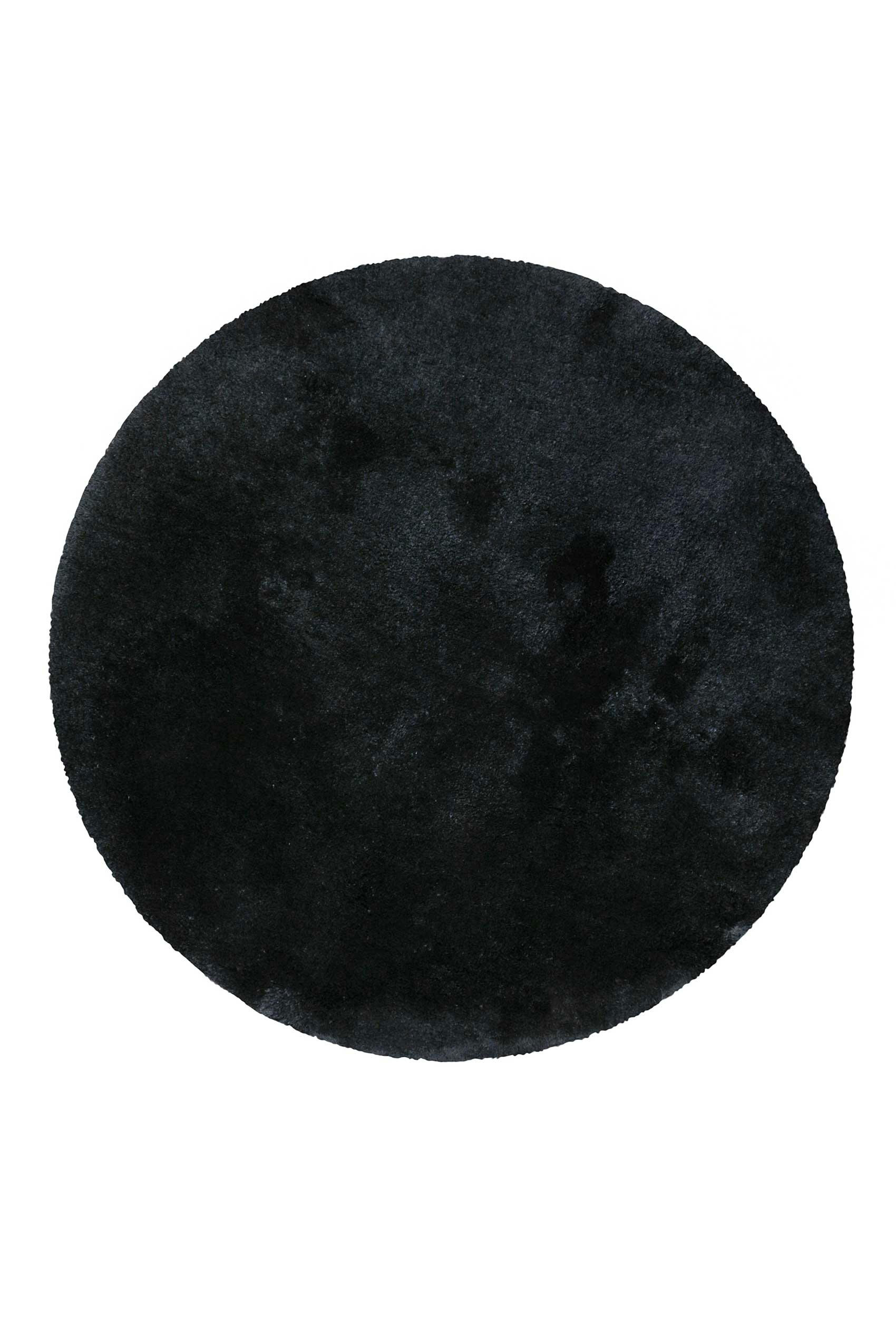 PORTO AZZURRO - Tapis de bain microfibre rond très doux uni noir D90