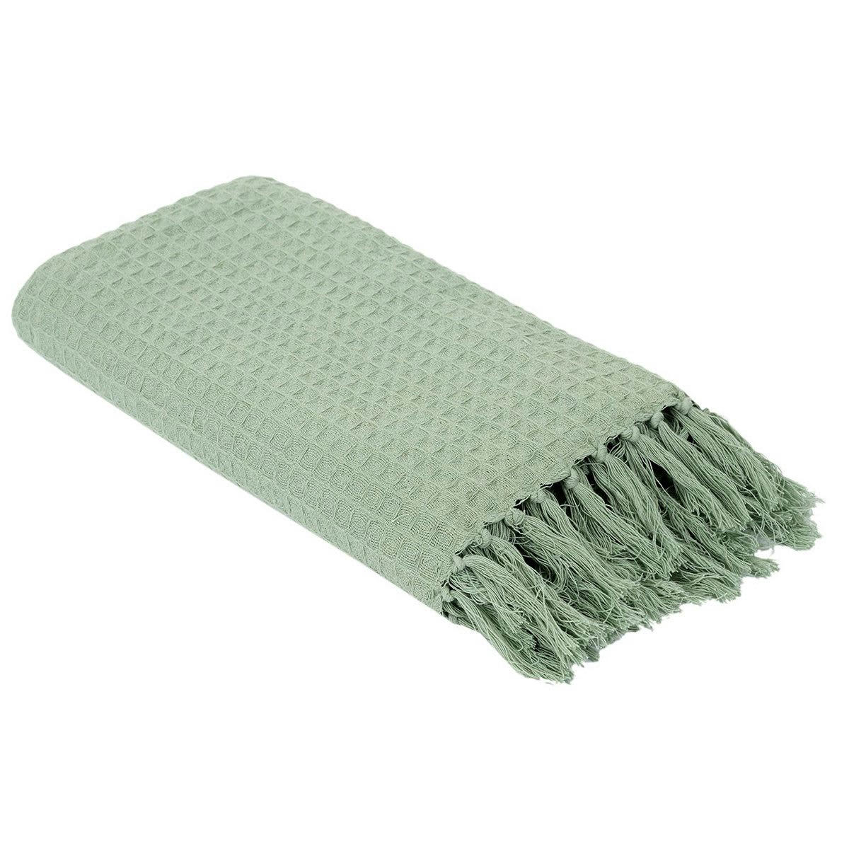 - Jeté de canapé gaufré vert d'eau 130x160cm