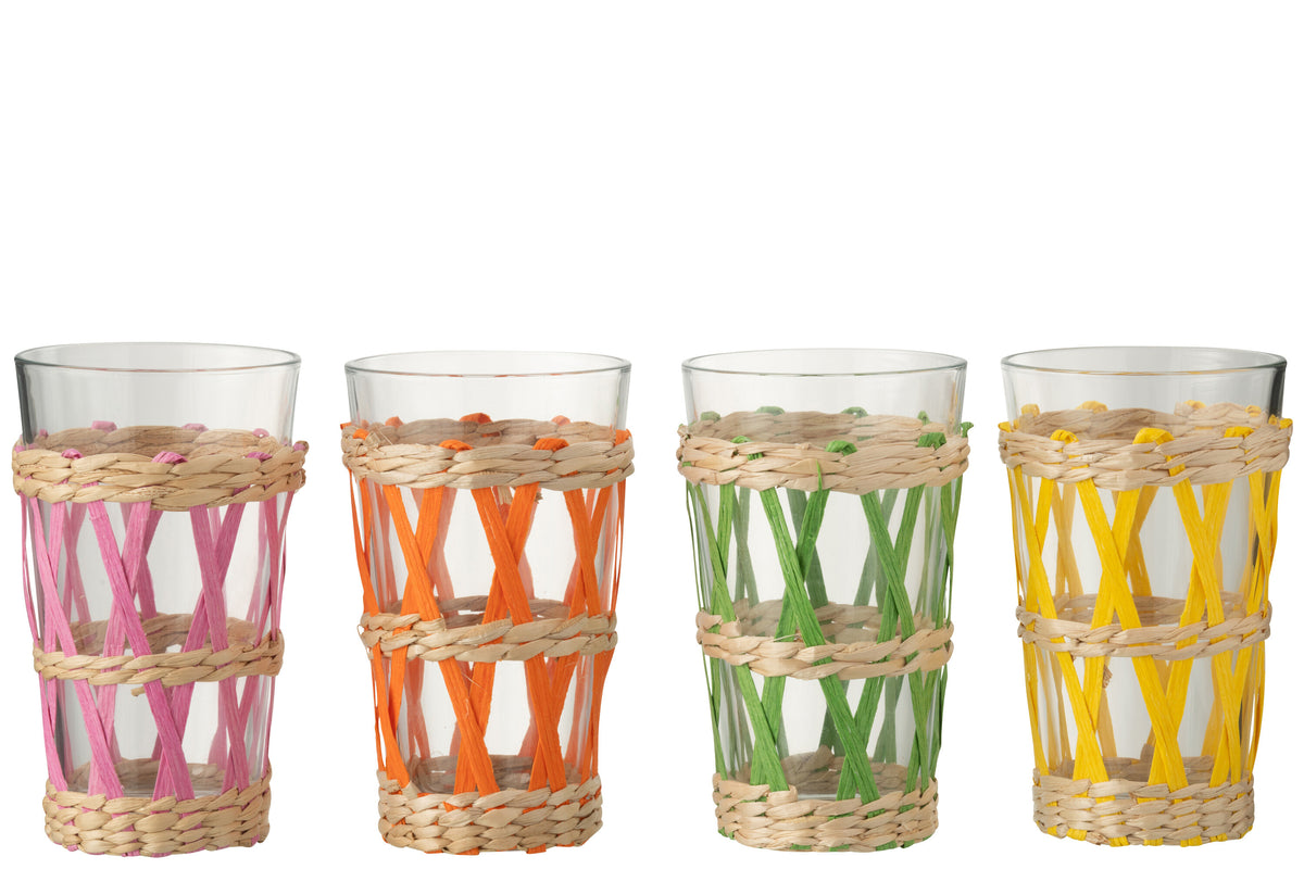 J-Line glas Geweven - glas - mix - large - 4 stuks