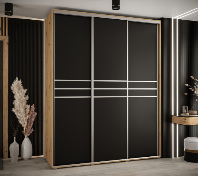 Szafa przesuwna 60 wysoka Davos 10 200 artisan czarny srebrn