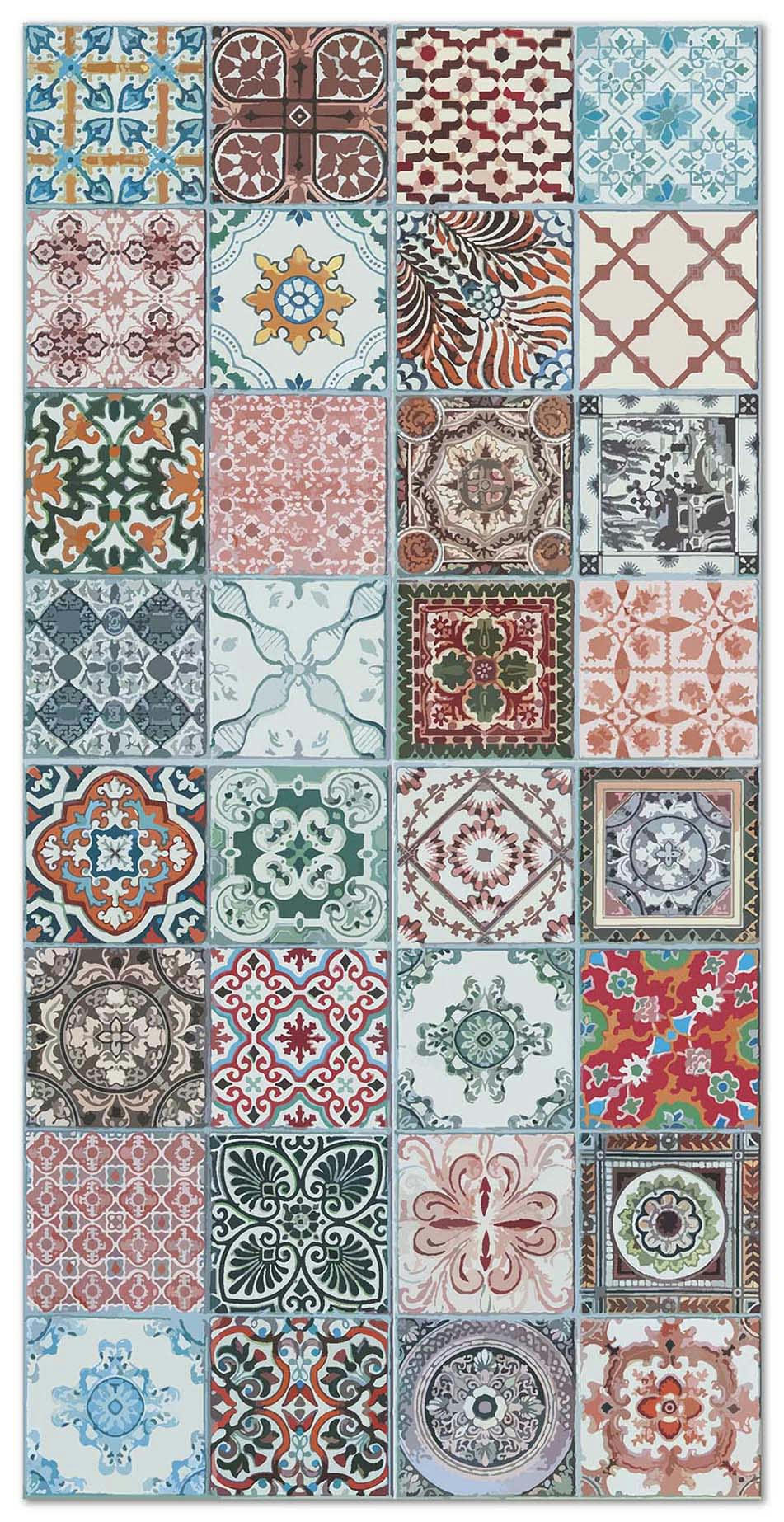 - Tapis vinyle carreaux ciments nijar multicolore 80x250cm