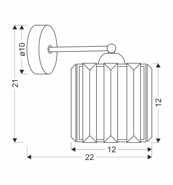 Lampa kinkiet GLASSIA czarny 1x40 e27 klosz czarny kryształy bezbarwne