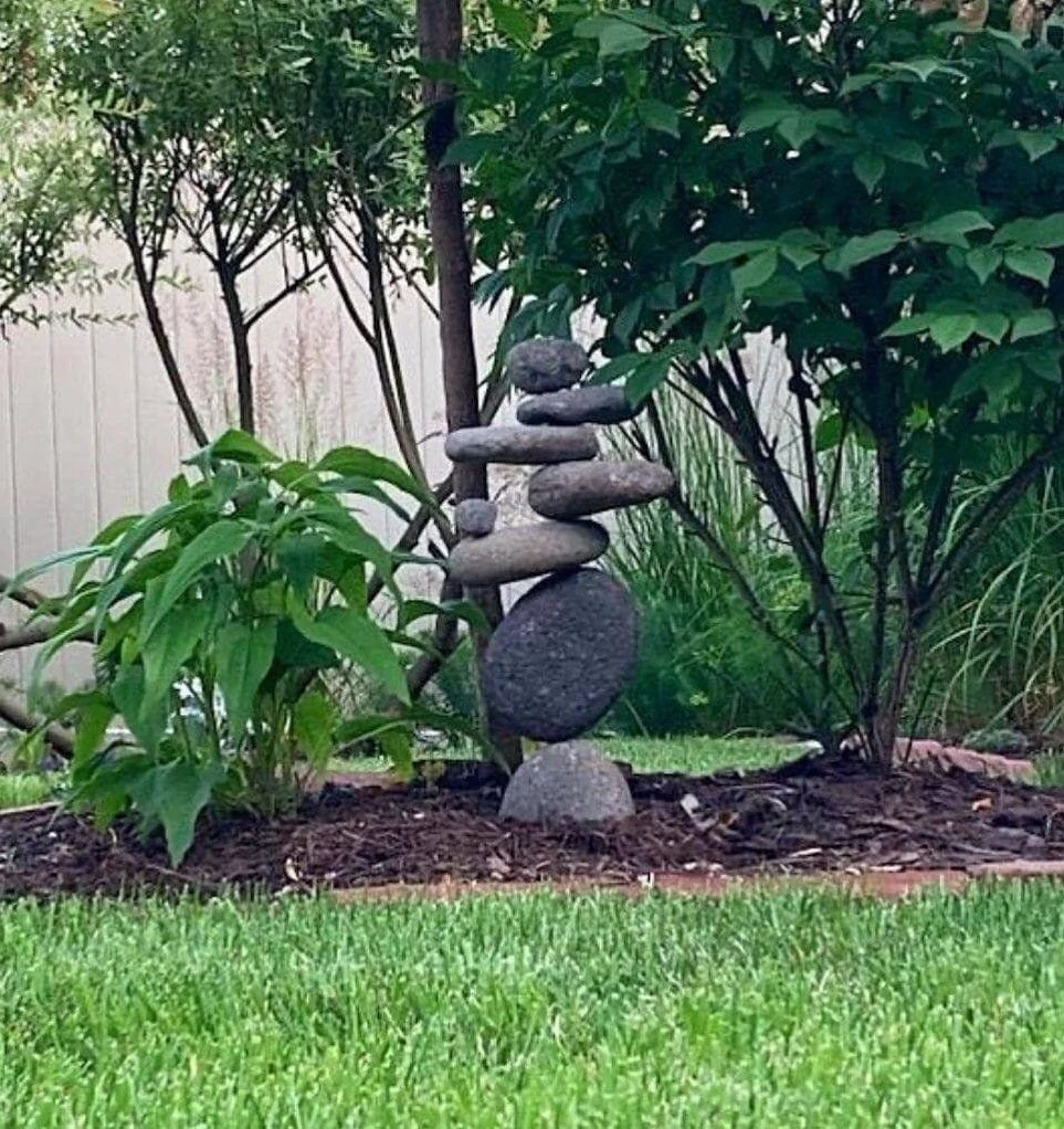 8 Stone Cairn Garden Decor Statue | Zen Garden Balancing Stones, Meditation Yard Art