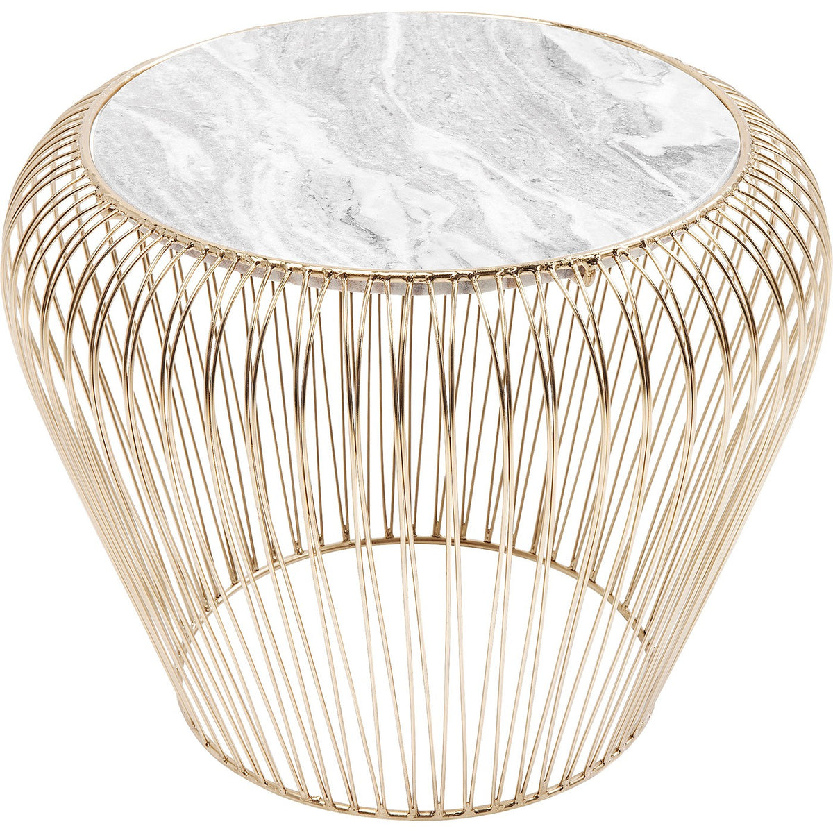 Kare Design Bijzettafel Beam Grijs Marmer Messing Ø43cm